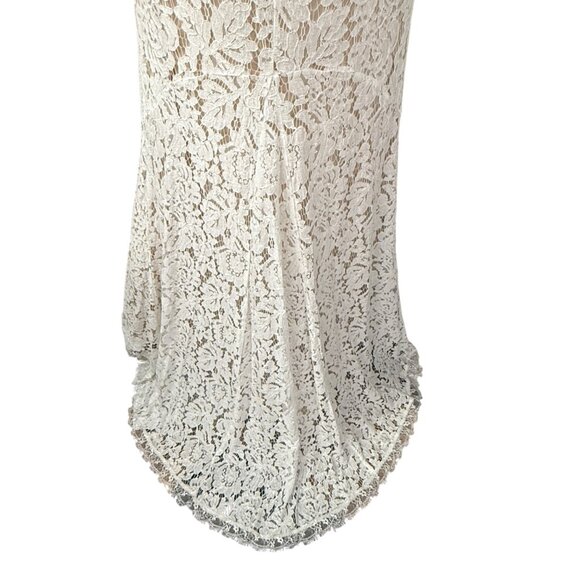 Lulus Womens Long Sleeve Lace Wedding Maxi Dress White/Nude Size Small - Picture 5 of 9